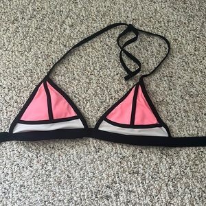Pink triangle bikini top